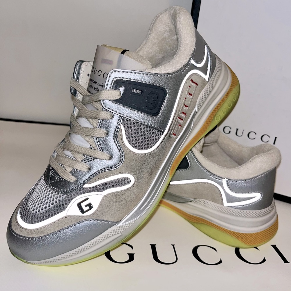 GUCCI Ultrapace Silver Metallic Sneaker